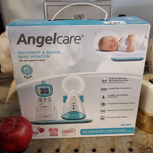 731 - An Angelcare movement and sound baby monitor, with original box. Looks brand new.