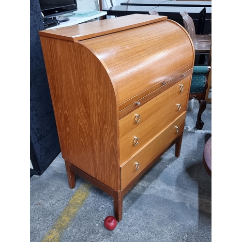 655 - Star Lot - An original Mid-Century Modern roll-top cylinder bureau by British cabinet makers Remploy... 