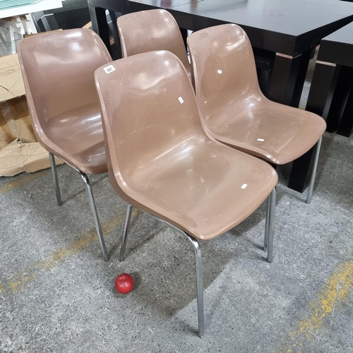 681 - A set of four genuine retro moulded brown chairs by the West German brand Centa. Designed in the Eur... 