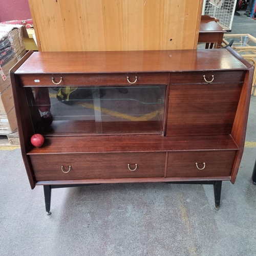 797 - Star Lot: Incredible vintage G plan mid century display cabinet made by noted designed G-Plan with s... 