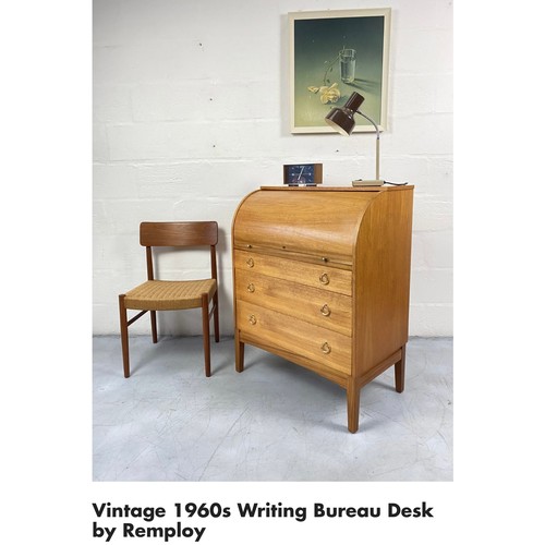 655 - Star Lot - An original Mid-Century Modern roll-top cylinder bureau by British cabinet makers Remploy... 