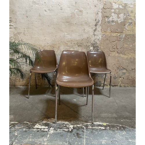 681 - A set of four genuine retro moulded brown chairs by the West German brand Centa. Designed in the Eur... 