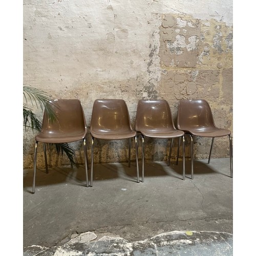 681 - A set of four genuine retro moulded brown chairs by the West German brand Centa. Designed in the Eur... 