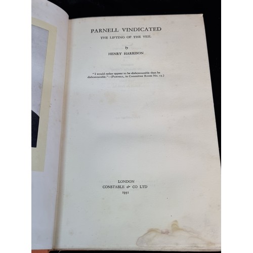 155 - A hardback book titled ''Parnell Vindicated : The Lifting of the Veil'' by Henry Harrison and publis... 