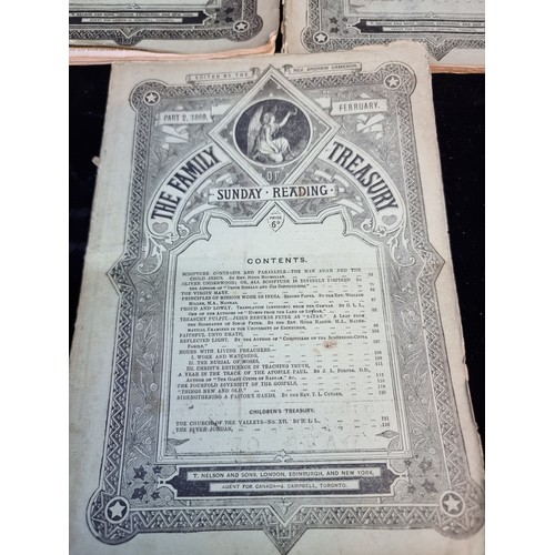 180 - Three antique volumes of the publication titled ''The Family Treasury of Sunday Reading'' dated to 1... 