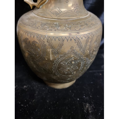 205 - Star lot : Two fabulous heavy brass antique Chinese vases. Very elaborate pieces with a dragon in hi... 