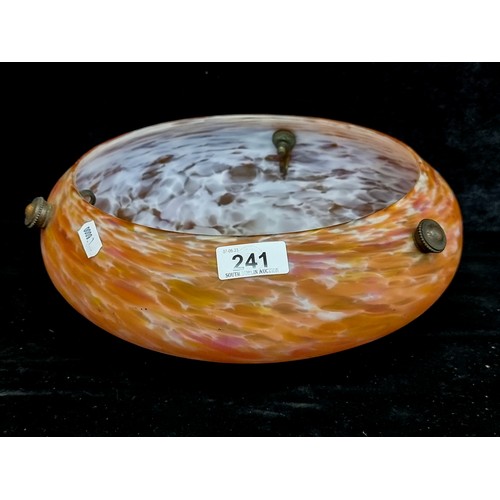 241 - A stunning vintage glass pendent shade. A striking piece crafted from marbled glass in vivid shades ... 