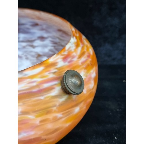 241 - A stunning vintage glass pendent shade. A striking piece crafted from marbled glass in vivid shades ... 