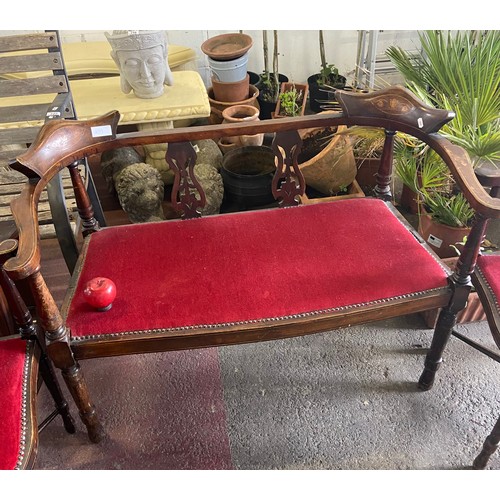 459 - Star Lot : A fabulous antique Edwardian lounge suite consisting of a two seater loveseat , and two c... 