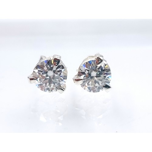 6 - Star Lot : A sparkling pair of 3 carat White Moissanite sterling silver stud earrings. Featuring ste... 