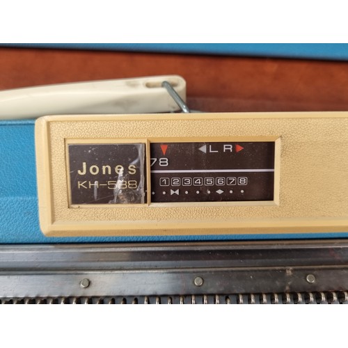 602 - A Jones KH-588 knitting machine, model number 4087175 dating to the 1960's in a lovely sky blue carr... 