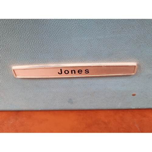 602 - A Jones KH-588 knitting machine, model number 4087175 dating to the 1960's in a lovely sky blue carr... 