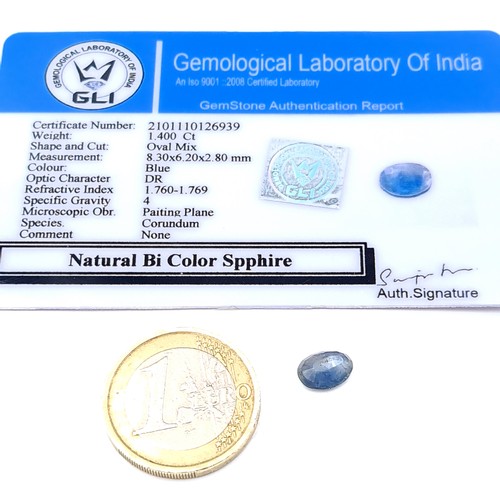 437 - An excellent collection of two natural Blue Sapphire stones, both of oval mixed cut and comprising o... 