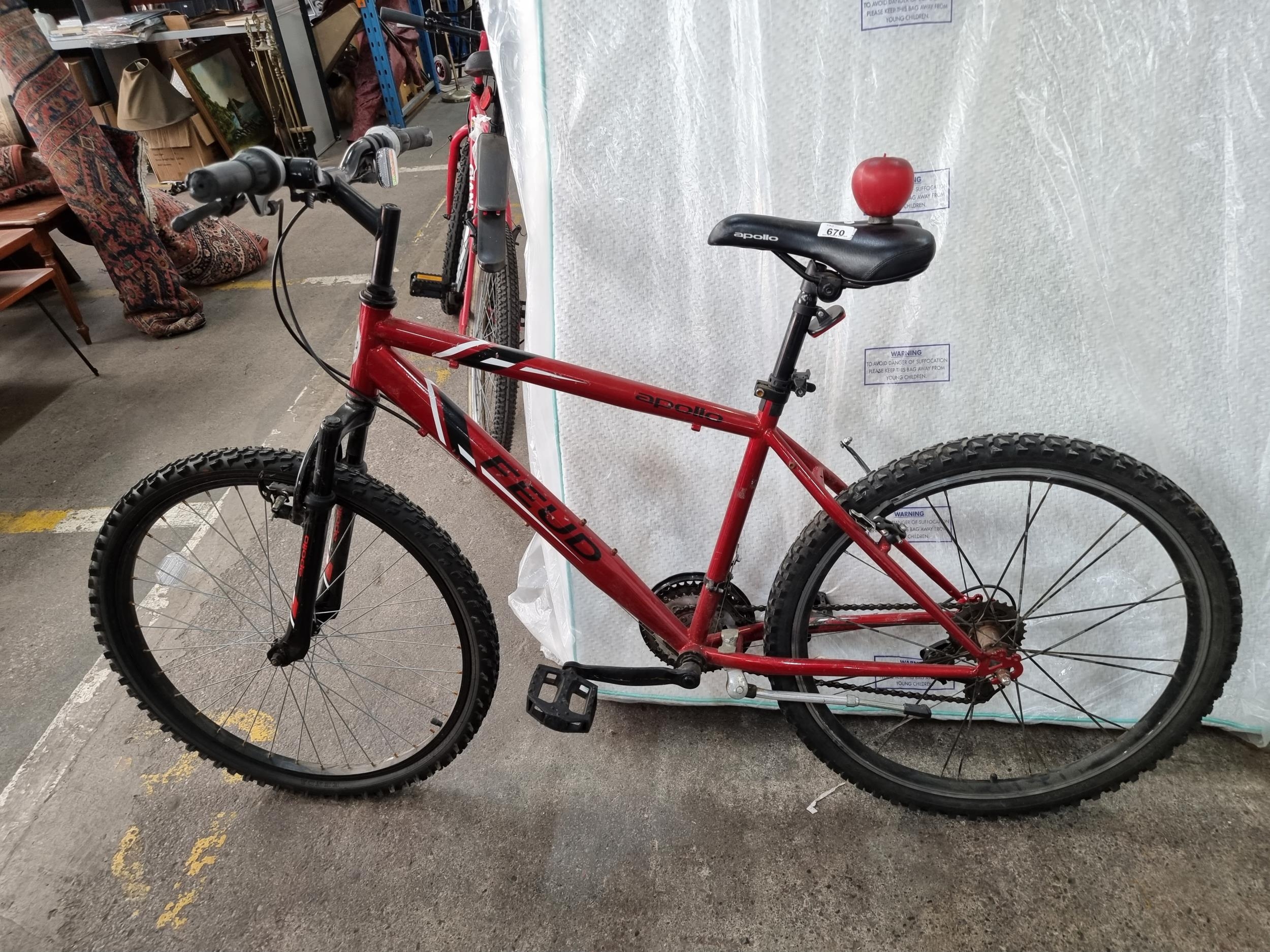 An Apollo Feud mountain bicycle with Sram Max gears. With similar retailing  for €216 on halfrods.ie.