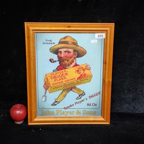 90 - A print of an advertisement for John Player & Sons housed in a wooden frame.