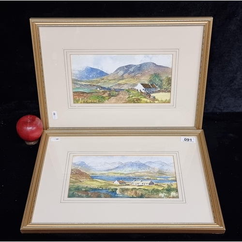 91 - A delightful pair of original watercolour on paper paintings featuring west of Ireland landscapes re... 