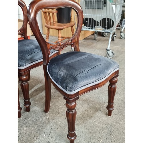 853 - Star Lot : A fabulous set of five magnificent Victorian style balloon back dining chairs. These love... 