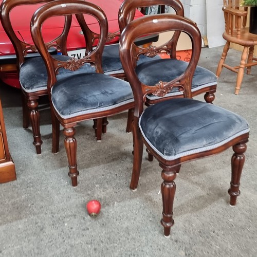 853 - Star Lot : A fabulous set of five magnificent Victorian style balloon back dining chairs. These love... 