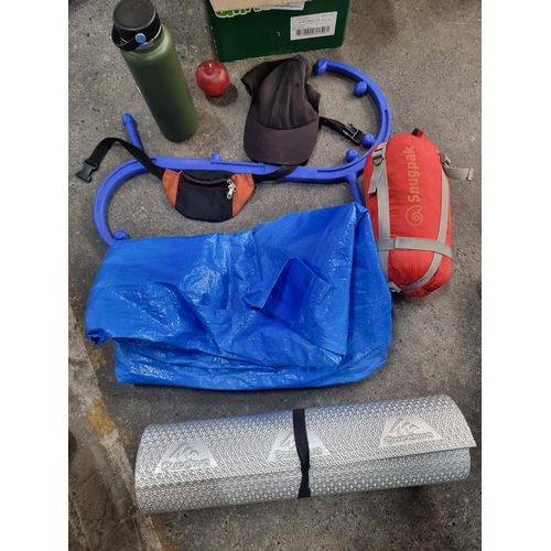 733 - A selection of seven personal fitness and camping items including a 1.18L Hydroflask in khaki green ... 