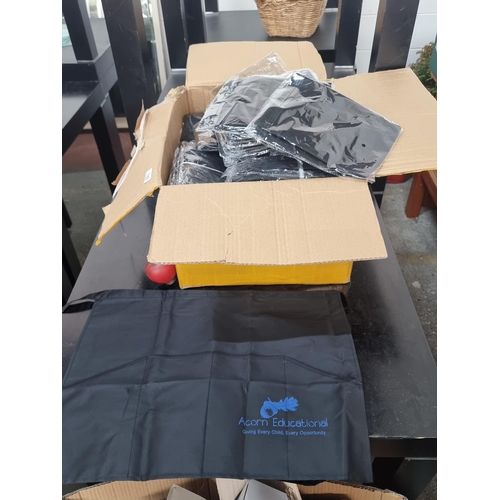 742 - A very large box containing approximately 200 brand new lap aprons. Aprons feature waist tie and poc... 