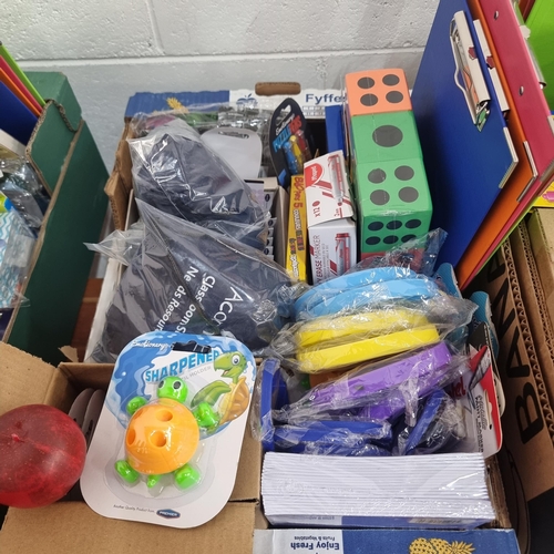 747 - A large box filled to the brim with brand new stationary equipment and office supplies. Including cl... 