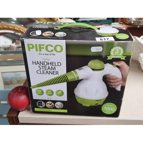 817 - A brand new Pifco handheld steam cleaner in original box.