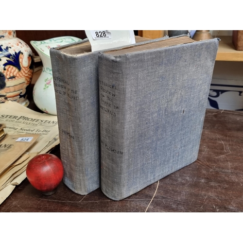 828 - Two very large hardback antique volumes of 