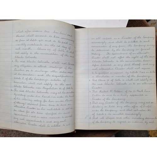 825 - A truly wonderful hardbound Minute Book, dating from the 1920's to the 1970's, documenting the meeti... 