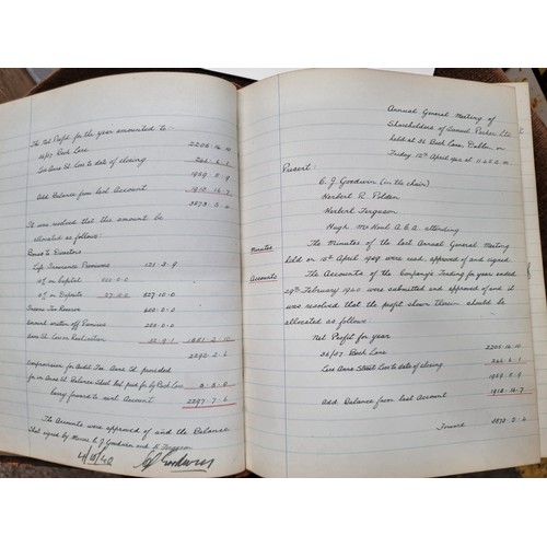 825 - A truly wonderful hardbound Minute Book, dating from the 1920's to the 1970's, documenting the meeti... 