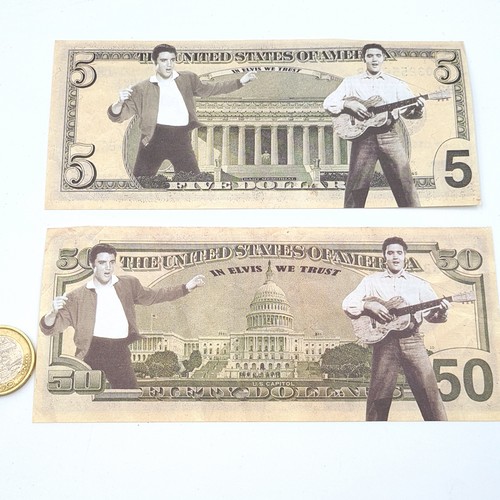 45 - A pair of very fun novelty notes featuring colourful images of the King of Rock'n'Roll Elvis Presley... 