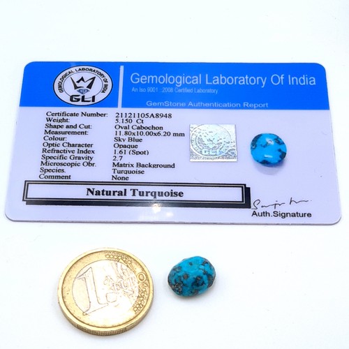 844 - Two certified gem stones, including a pretty Labradorite of 19.66 carats. Together with an unusual T... 