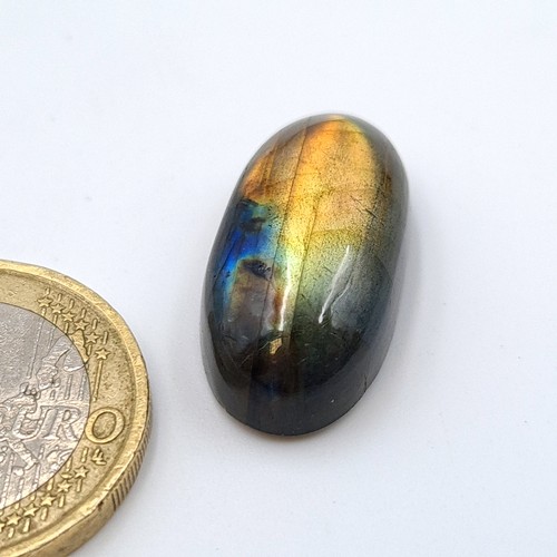 844 - Two certified gem stones, including a pretty Labradorite of 19.66 carats. Together with an unusual T... 