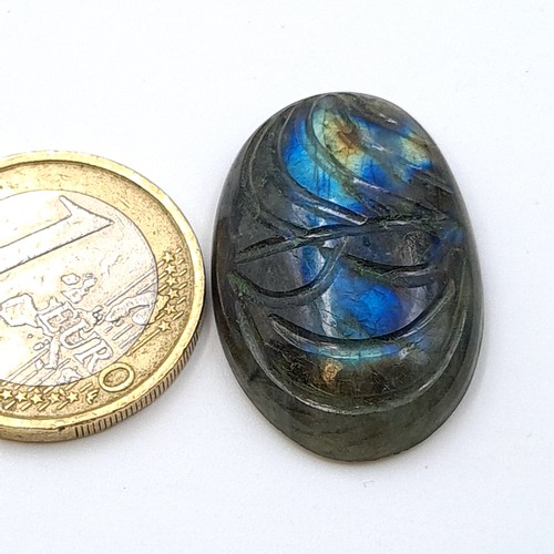 848 - Three natural certified gem stones, including a natural Labradorite of 31.7 carats. Together with a ... 