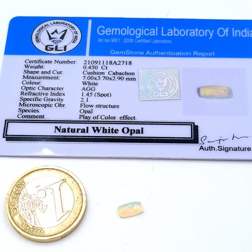 850 - Four Natural White Opal gemstones in the Cushion Cabachon cut. With weights of 1.300ct, 0.800ct, 0.8... 