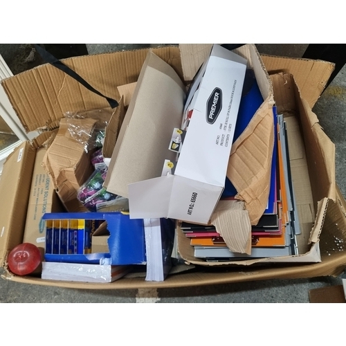 743 - Star Lot - A very large box filled to the brim with brand new stationary equipment and office suppli... 