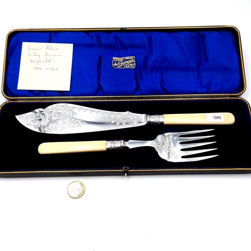 22 - A fine example of a sterling silver Victorian Fish knife and fork set. These examples feature profus... 