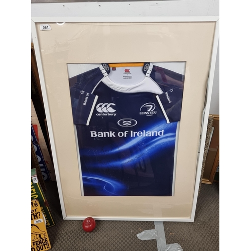 81 - Star Lot : A framed display of a signed Leinster Rugby Jersey. There is a video of this lot on our F... 