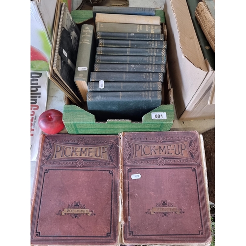 891 - A box filled with seventeen vintage books. Including ''Mr Churchill: A Portrait'' and ''The Waverley... 