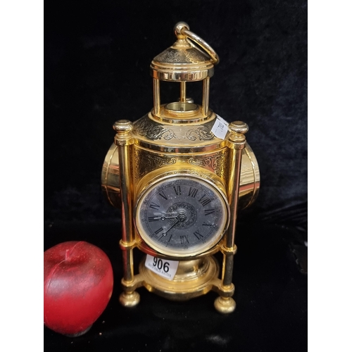 906 - A fabulous high quality replica of a nautical bollard clock. With barometer, clock and compass to ea... 