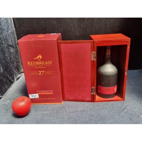 937 - Star lot : A sealed 70cl bottle of Redbreast single pot still whiskey, aged 27 years and enriched in... 