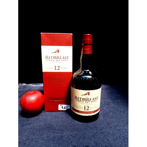 943 - A sealed 70cl bottle of Redbreast single pot still Irish whiskey aged 12 years in presentation case.