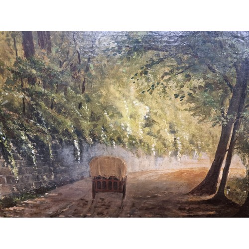 54 - Star Lot  : A very large original oil on canvas painting by the artist J. Ridet depicting an atmosph... 