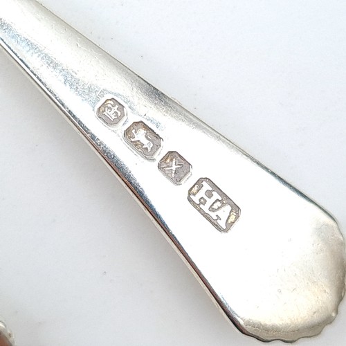 20 - Two sterling silver condiment spoons, set with attractive shell motif finials. Hallmarked Sheffield,... 