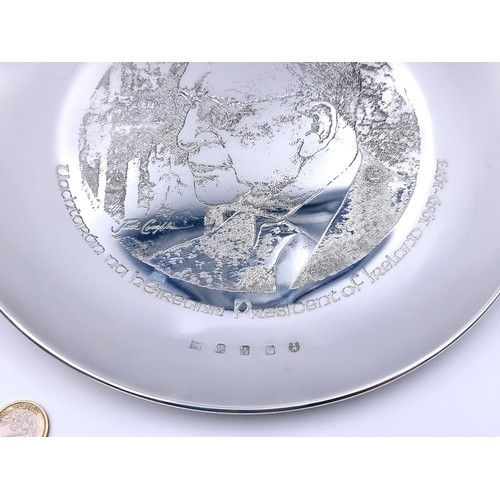 39 - Star Lot: An excellent example of a huge Irish silver platter dish, showing the Gleninsheen collar, ... 