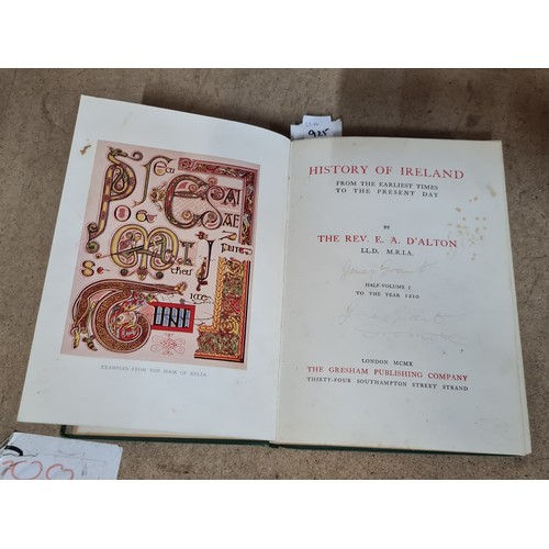 925 - A complete set of six volumes of ''History of Ireland'' books by the Reverend E.A Dalton. Published ... 