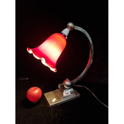 191 - An unusual vintage table lamp with two opposing styles. Consisting of  vintage Modernist base in chr... 