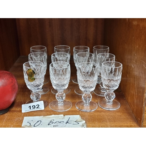 192 - A set of twelve charming liqueur glasses by Waterford Crystal in the Colleen pattern.