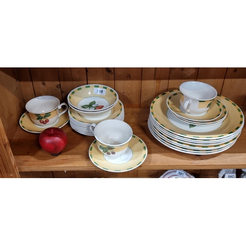 588 - A selection of twenty eight pieces of Churchill fine china with a yellow and green palette with a fr... 