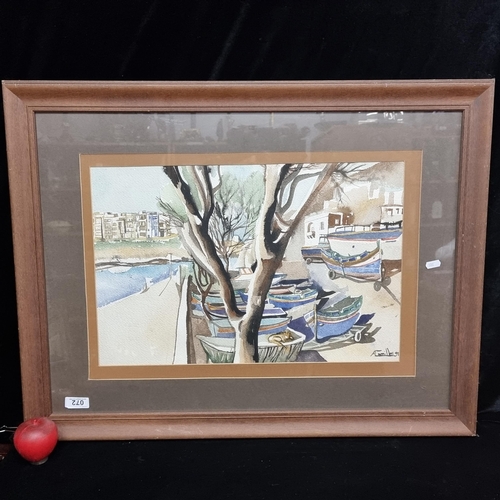 72 - A large original watercolour on paper painting by the artist A Camilleri dating to 1991.  Features a... 