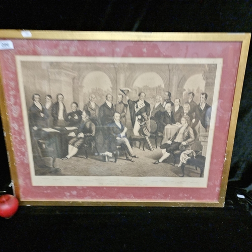 96 - An original antique lithograph of an etching titled 